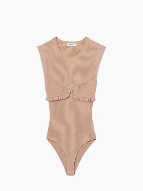 Sandro Kids Ribbed Sleeveless One-Piece in Nude Pink